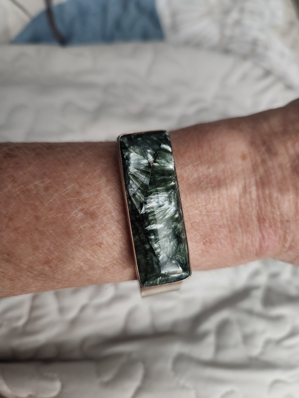 DTR Sterling Seraphinite Inlay Cuff Bracelet.